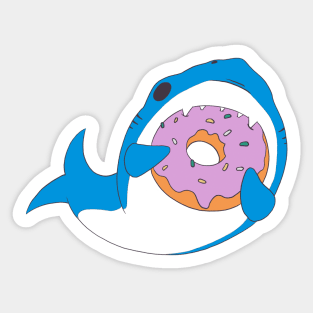 Funny Kawaii Shark Eating Donut Humor Sticker